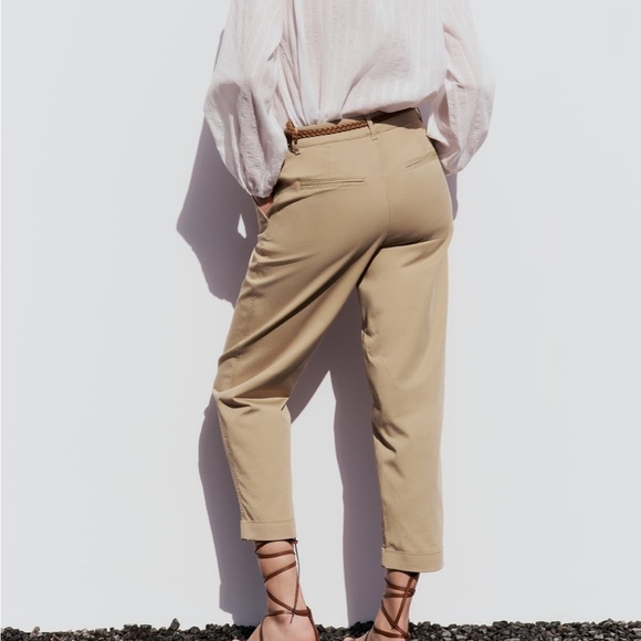 NWT Zara braided belt chino pants. Size 27 (US 4) - Picture 2 of 5